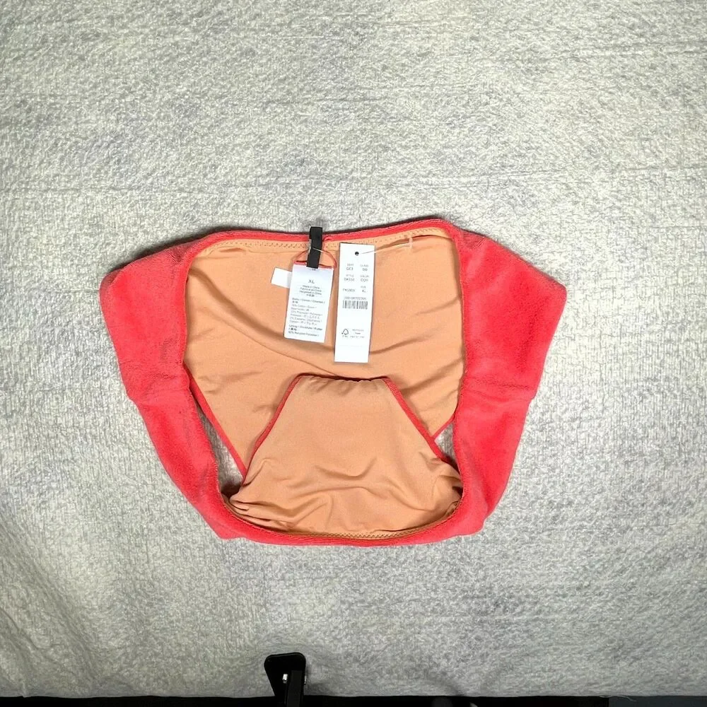 J.Crew Curved-waist‎ cheeky bikini bottom in terry Size XL NEW BK550 COR
